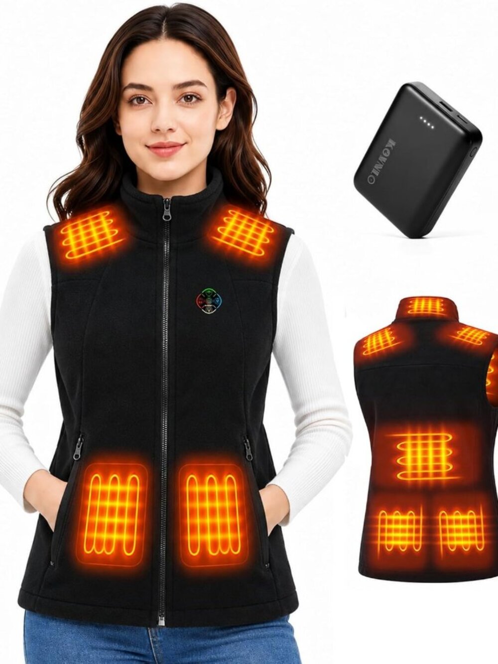 Heated Fleece Vest for Women with Battery Pack & 8 Heating Zones - Cozy & Warm